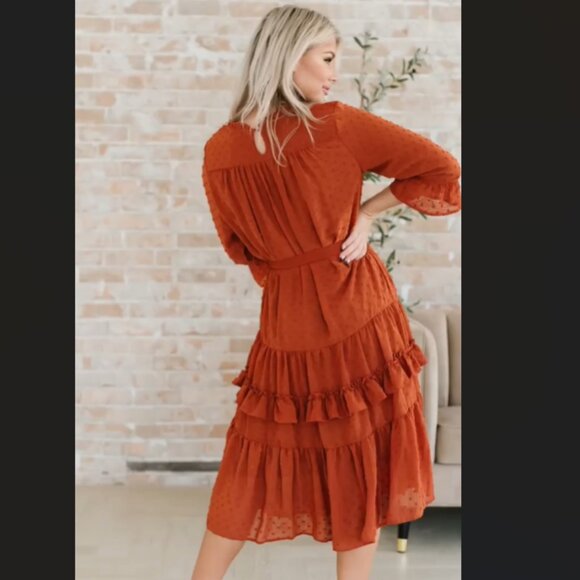 Orange Ruffle Dress - Picture 12 of 14